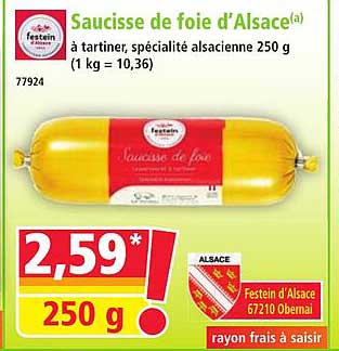 Saucisse de foie d'Alsace à tartiner, spécialité alsacienne 250 g