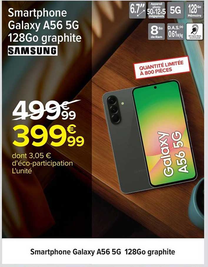 Smartphone Galaxy A56 5G 128Go graphite