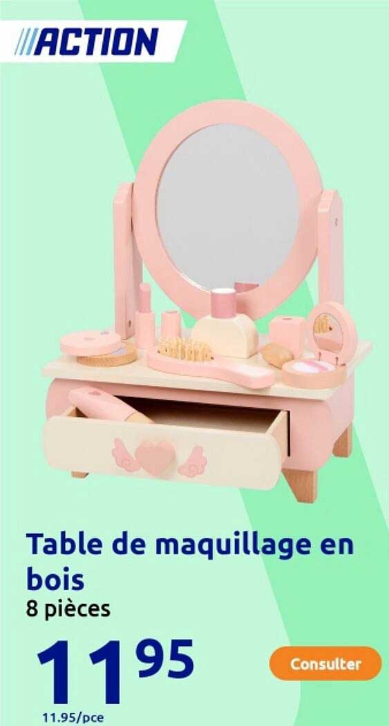Table de maquillage en bois