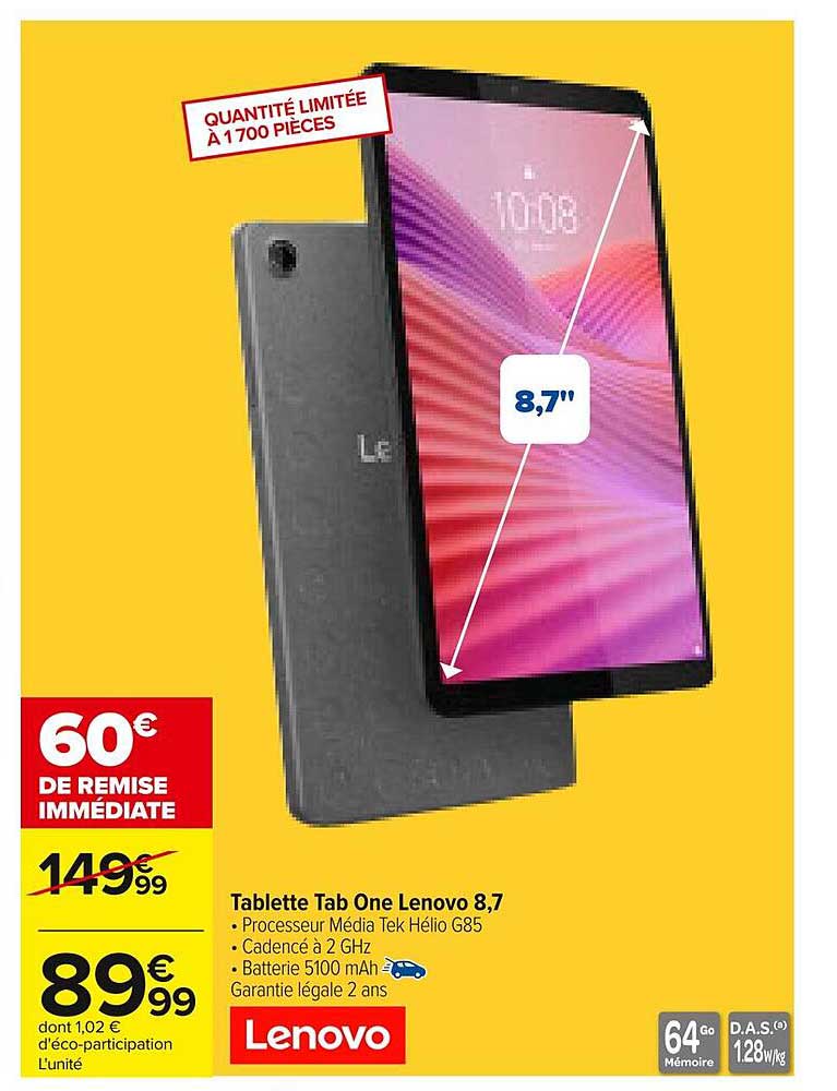 Tablette Tab One Lenovo 8,7