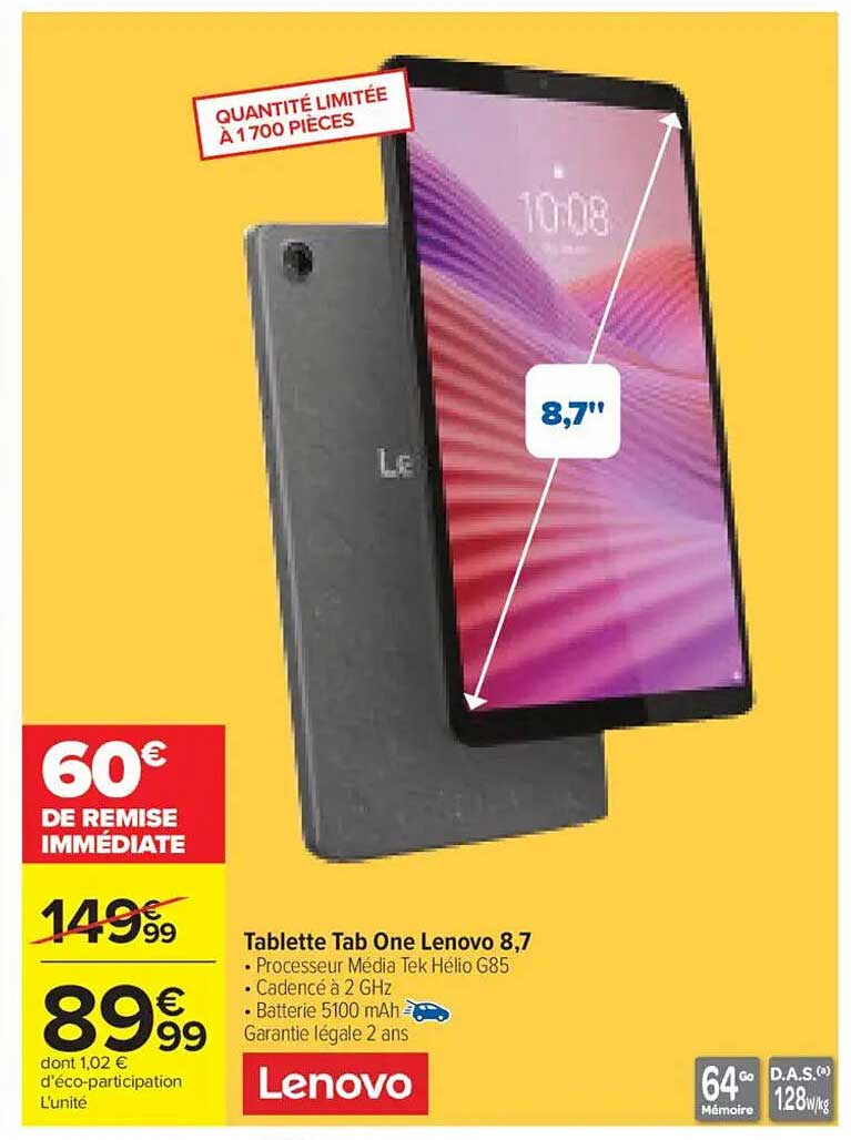 Tablette Tab One Lenovo 8,7