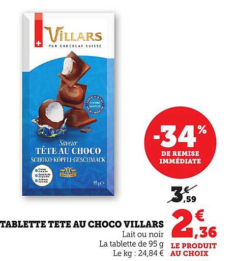 TABLETTE TETE AU CHOCO VILLARS