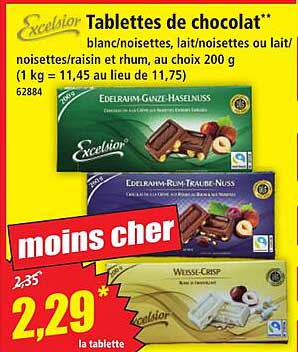 Tablettes de chocolat**