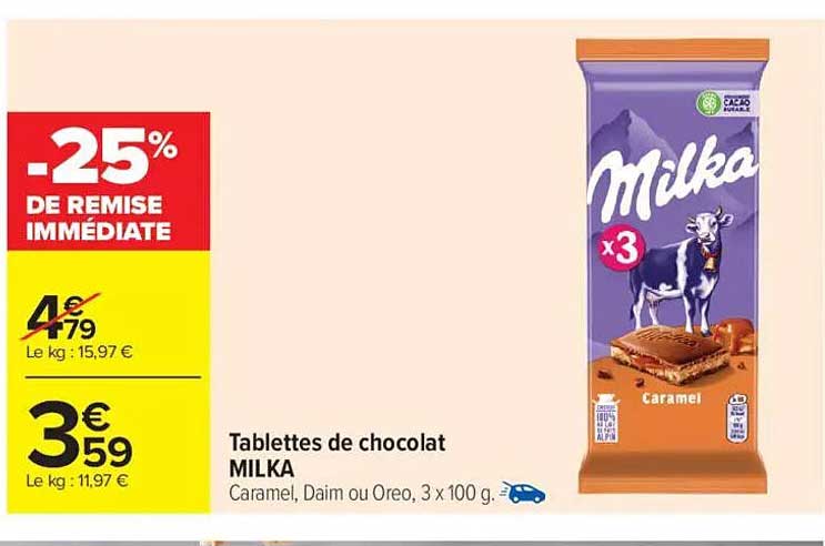 Tablettes de chocolat MILKA