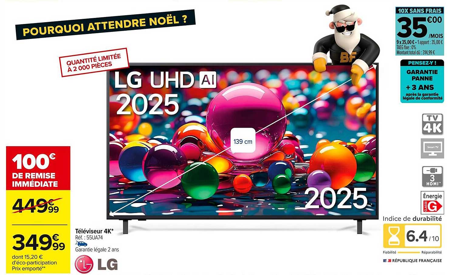 Téléviseur 4K LG - 100€ DE REMISE IMMEDIATE