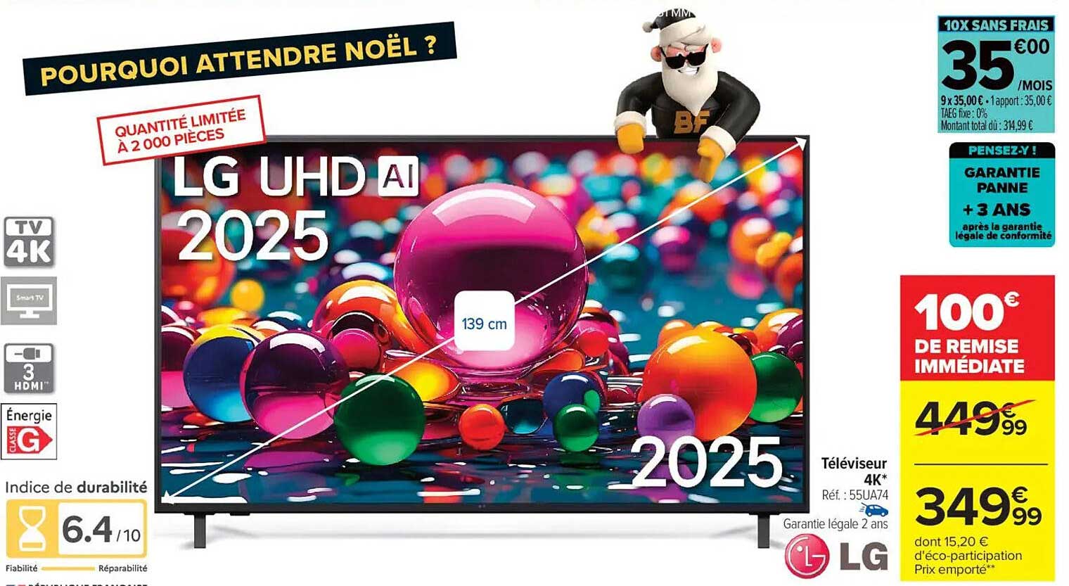 Téléviseur 4K LG 139 cm