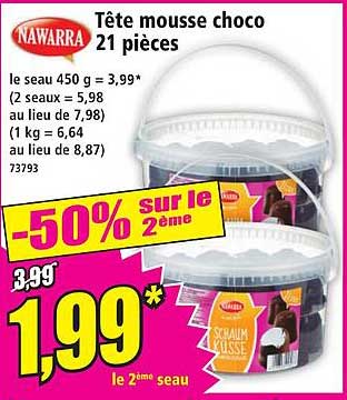 Tête mousse choco 21 pièces