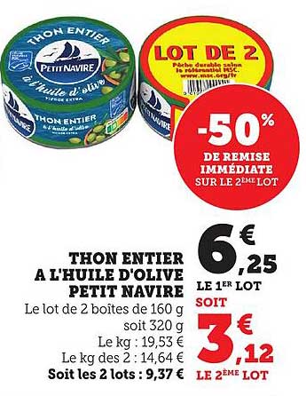 THON ENTIER À L'HUILE D'OLIVE PETIT NAVIRE