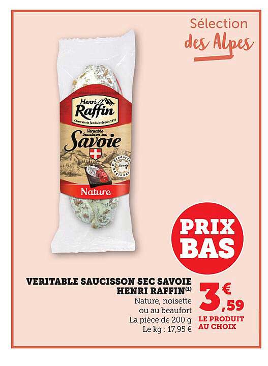 Véritable Saucisson Sec Savoie Henri Raffin