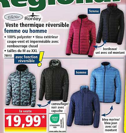 Veste thermique réversible femme ou homme