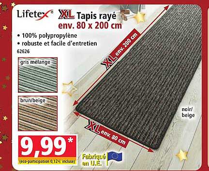 XL Tapis rayé env. 80 x 200 cm
