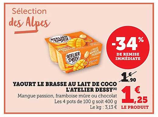 Yaourt le brasse au lait de coco L'Atelier Dessy