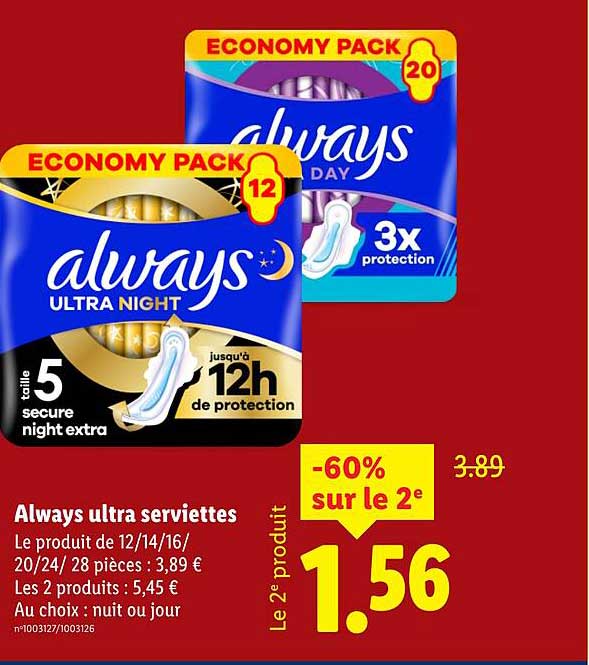 Always ultra serviettes
