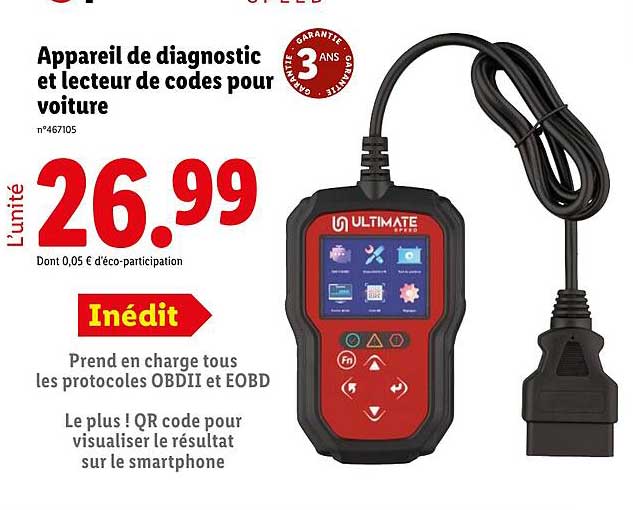 Appareil de diagnostic et lecteur de codes pour voiture