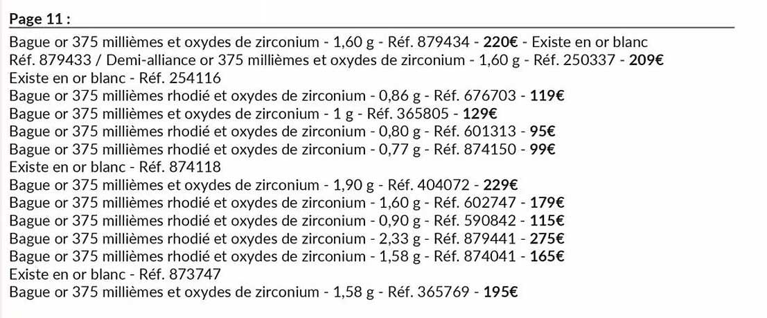 Bague or 375 millièmes et oxydes de zirconium
