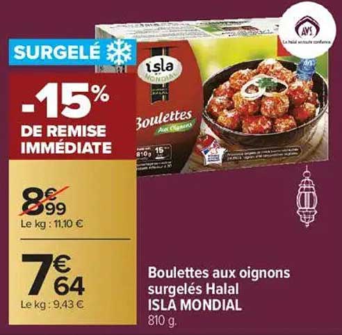 Boulet aux oignons surgelés Halal ISLA MONDIAL