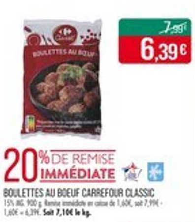 Boulettes au bœuf Carrefour Classic