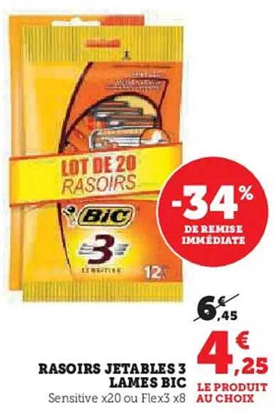 LOT DE 20 RASOIRS JETABLES 3 LAMES BIC