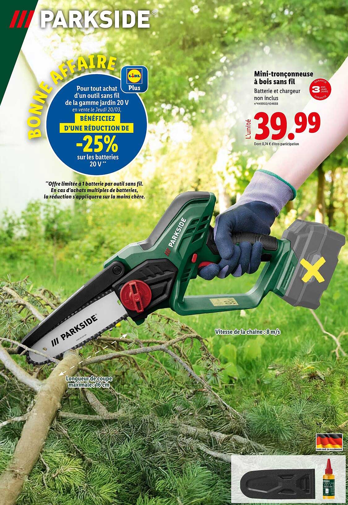 Mini-tronçonneuse à bois sans fil