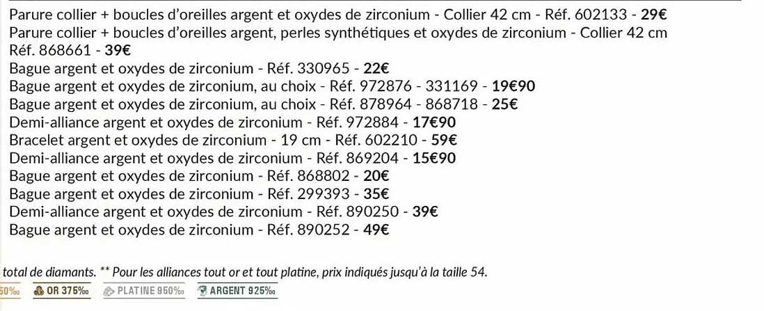 Parure collier + boucles d'oreilles argent et oxydes de zirconium - Collier 42 cm