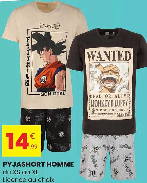 PYJASHORT HOMME du XS au XL Licence au choix