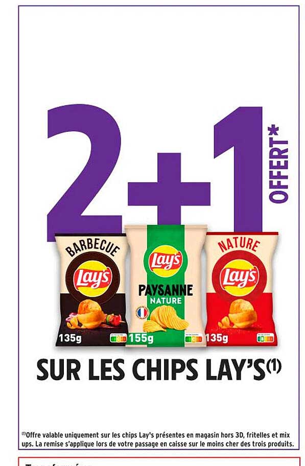 2+1 OFFERT* SUR LES CHIPS LAY'S
