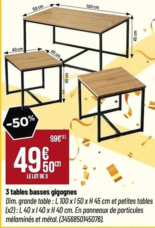 3 tables basses gigognes