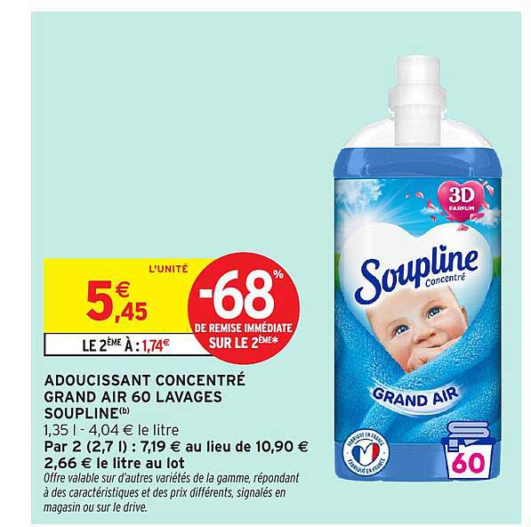 ADOUCISSANT CONCENTRÉ GRAND AIR 60 LAVAGES SOUPLINE