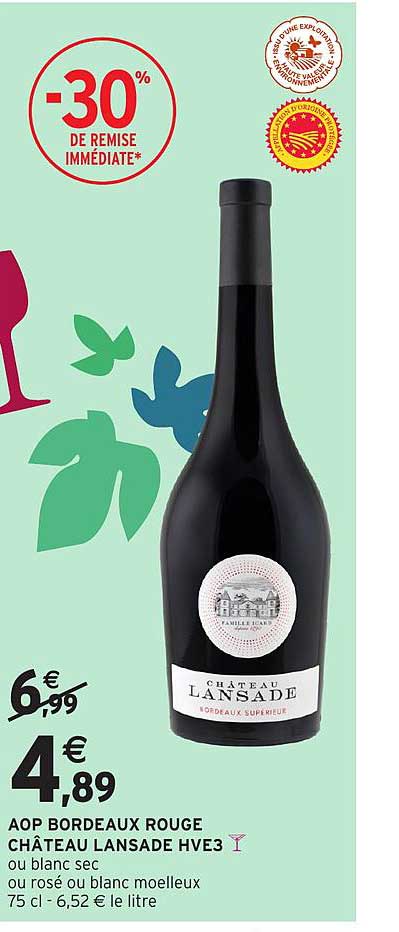AOP BORDEAUX ROUGE CHÂTEAU LANSADE HVE3