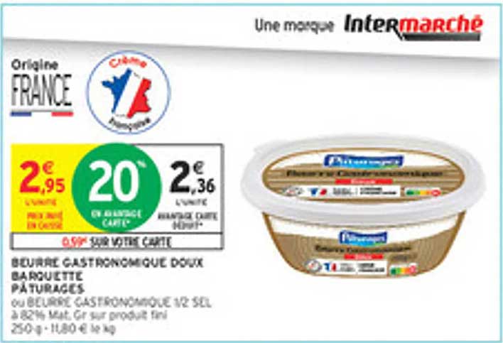 BEURRE GASTRONOMIQUE DOUX BARQUETTE PÂTURAGES