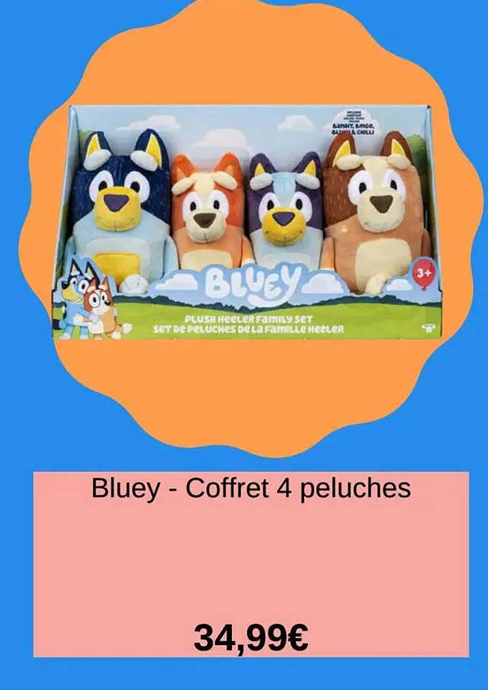Bluey - Coffret 4 peluches