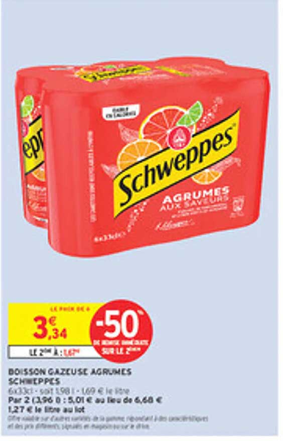 BOISSON GAZEUSE AGRUMES SCHWEPPES
