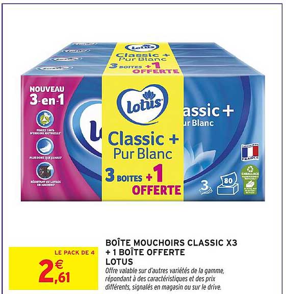 BOÎTE MOUCHOIRS CLASSIC X3 + 1 BOÎTE OFFERTÉE