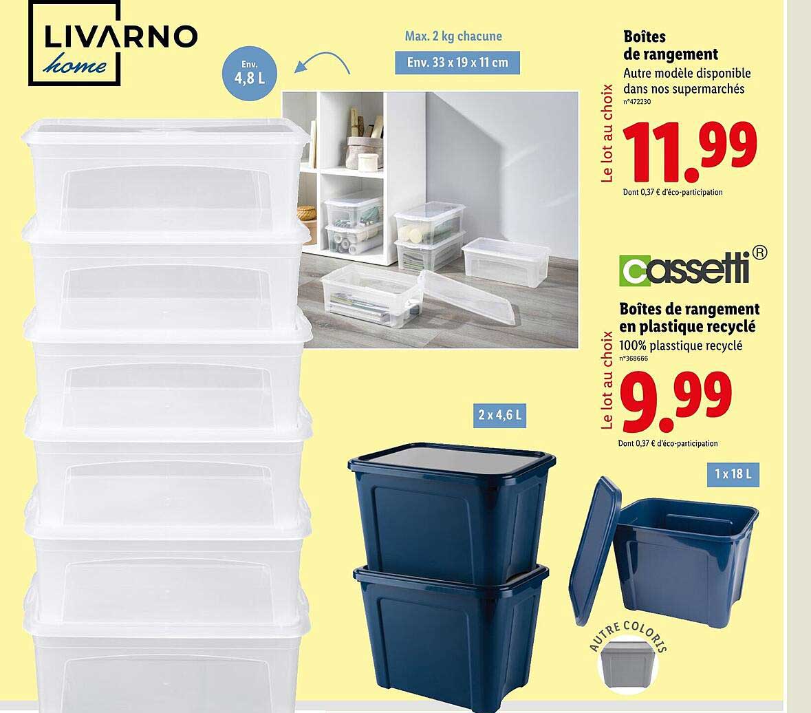 Boîtes de rangement en plastique recyclé