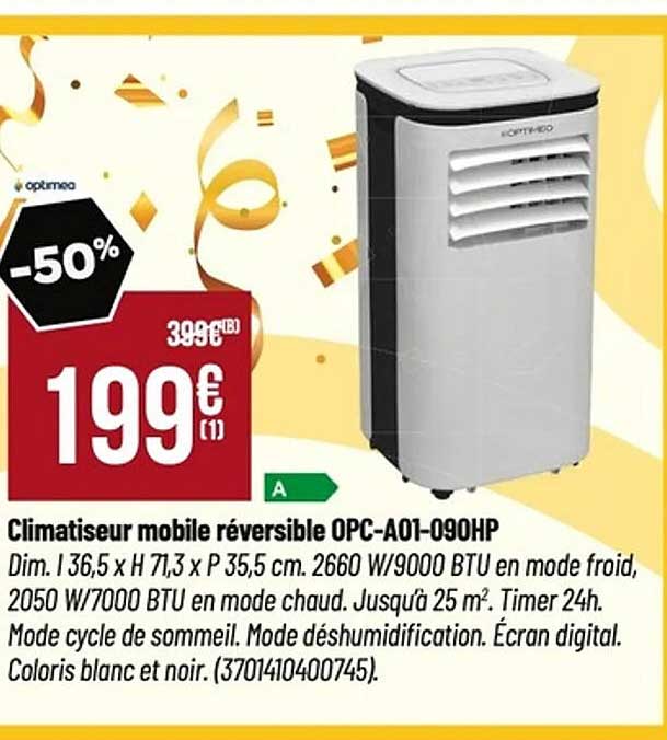 Climatiseur mobile réversible OPC-A01-090HP