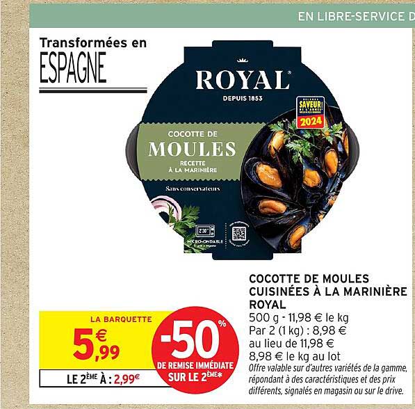 COCOTTE DE MOULLES CUISINÉES À LA MARINIÈRE ROYAL