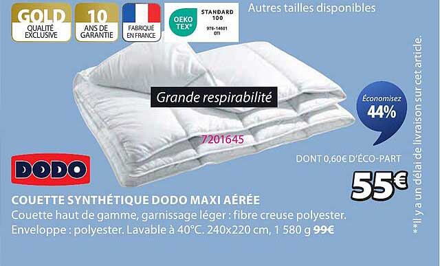 COUETTE SYNTHÉTIQUE DODO MAXI AÉRÉE