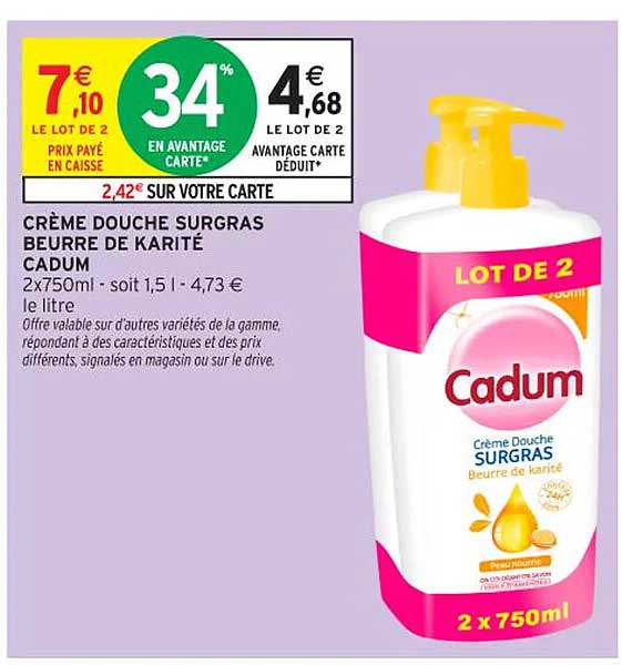 CRÈME DOUCHE SURGRAS BEURRE DE KARITÉ CADUM