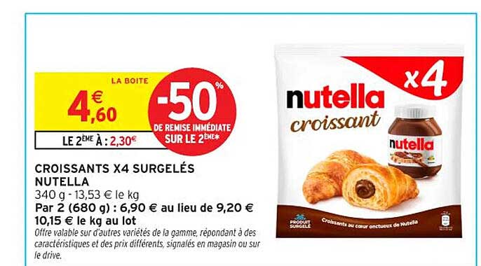 CROISSANTS X4 SURGELÉS NUTELLA