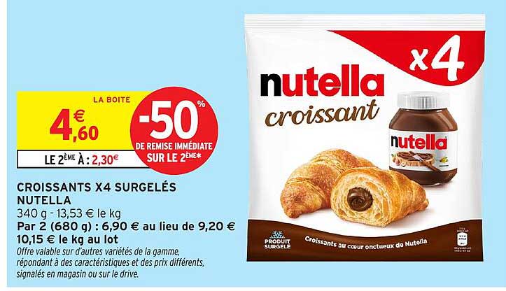 CROISSANTS X4 SURGELÉS NUTELLA
