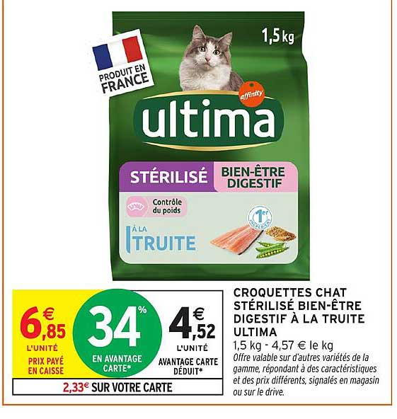 CROQUETTES CHAT STÉRILISÉ BIEN-ÊTRE DIGESTIF À LA TRUITE ULTIMA