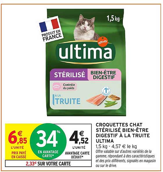 Croquettes Chat Stérilisé Bien-Être Digestif à la Truite