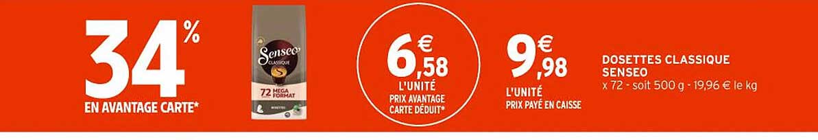 Dosettes Classiques Senseo - 34% en Avantage Carte