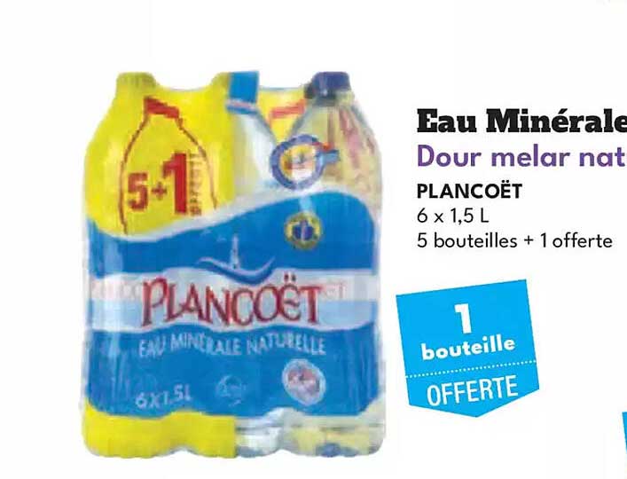 Eau Minérale Plancoët 6 x 1,5 L - 5 bouteilles + 1 offerte