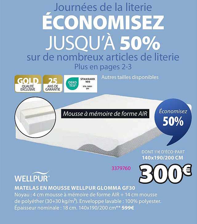ÉCONOMISEZ JUSQU’À 50% sur de nombreux articles de literie