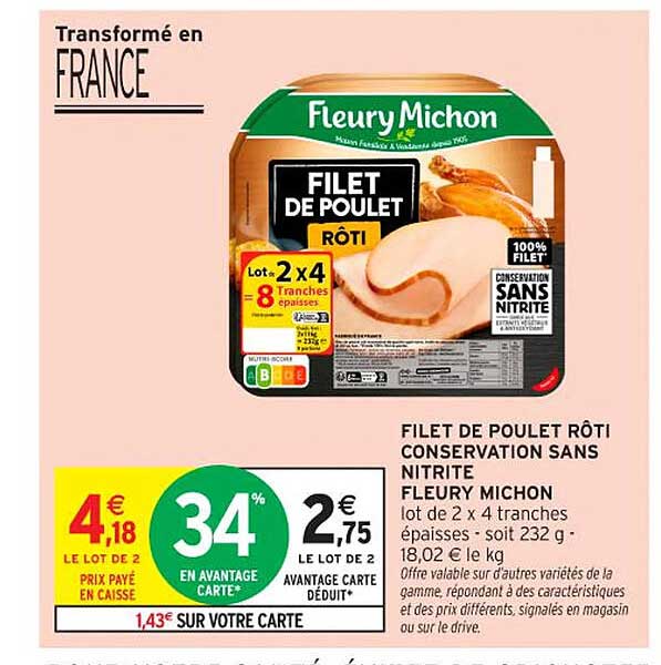 FILET DE POULET RÔTI CONSERVATION SANS NITRITE