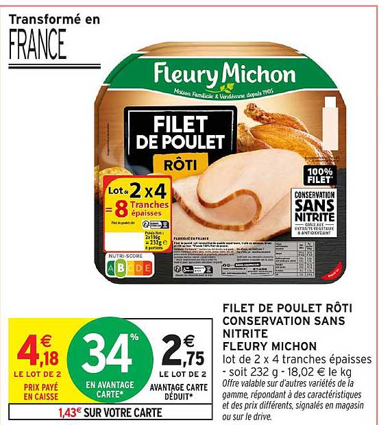 FILET DE POULET RÔTI CONSERVATION SANS NITRITE