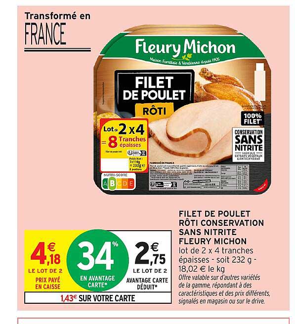 FILET DE POULET RÔTI CONSERVATION SANS NITRITE