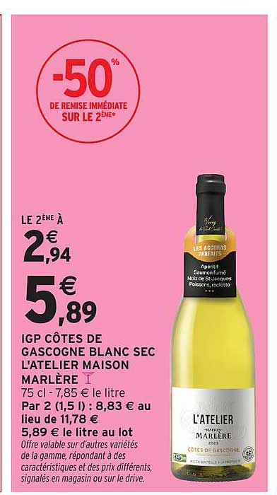 IGP CÔTES DE GASCOGNE BLANC SEC L'ATELIER MAISON MARLÈRE