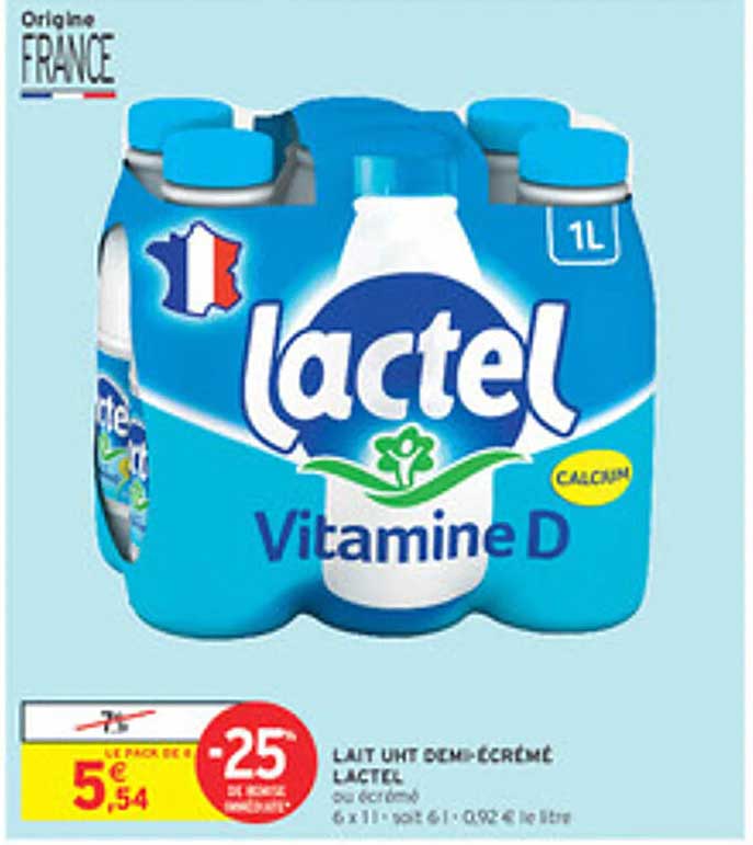 LAIT UHT DEMI-ÉCRÉMÉ LACTEL